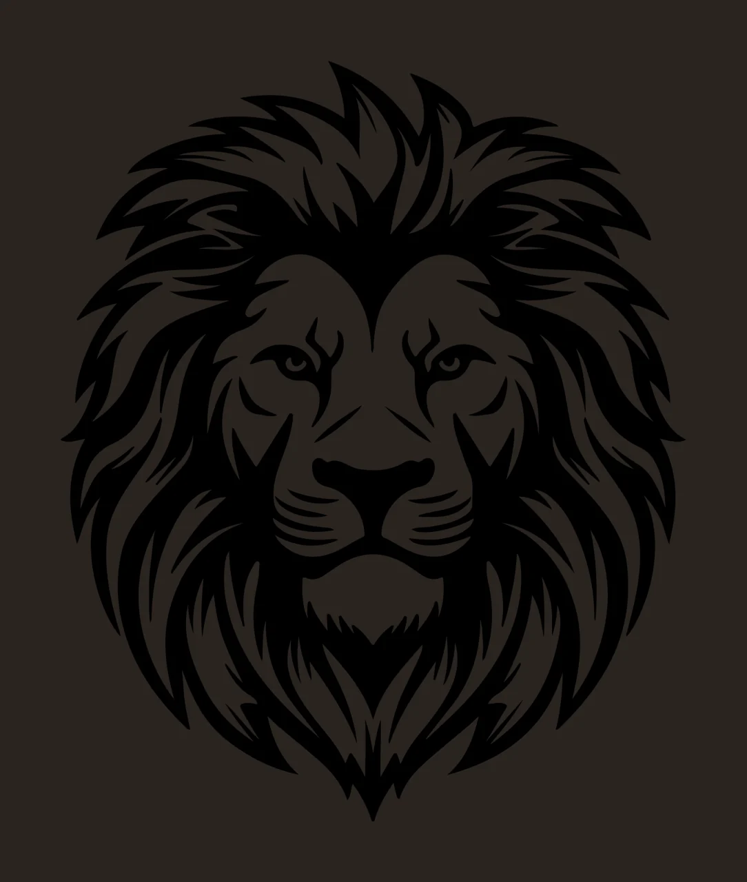 Lion Head Silhouette Detailed Portrait facing forward mane contrast preview thumbnail