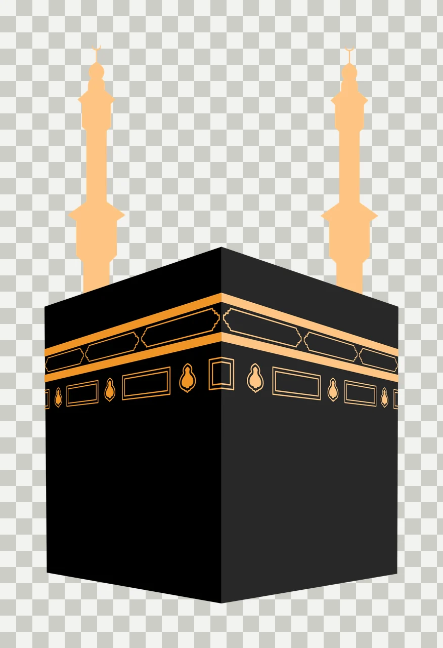 Kaaba Silhouette With Two Minarets Building Rise cube crescent transparency and detail preview thumbnail