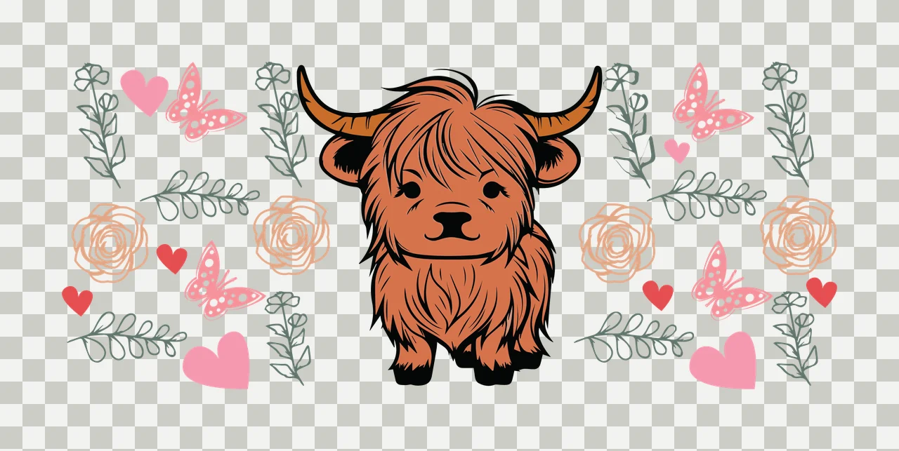 Can Glass Wrap Hairy Animal And Flower Line Surround Rose Butterfly transparency and detail preview thumbnail