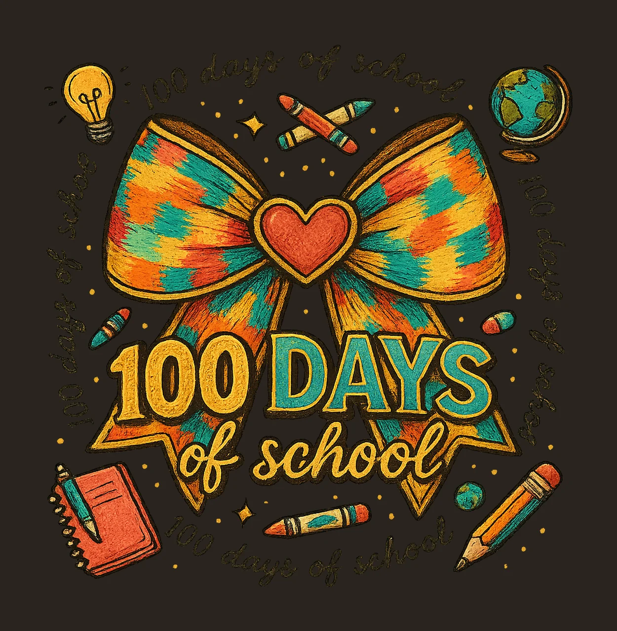 100 Day of School Coquette My Teacher Survived 100 Days contrast preview thumbnail