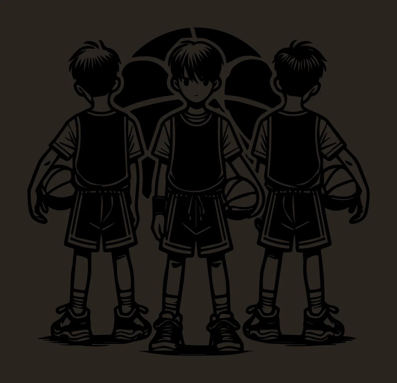 Ball Three Basketball Players Standing Together jersey shorts contrast preview thumbnail
