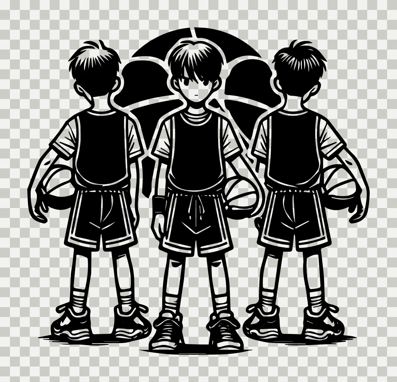 Ball Three Basketball Players Standing Together jersey shorts transparency and detail preview thumbnail