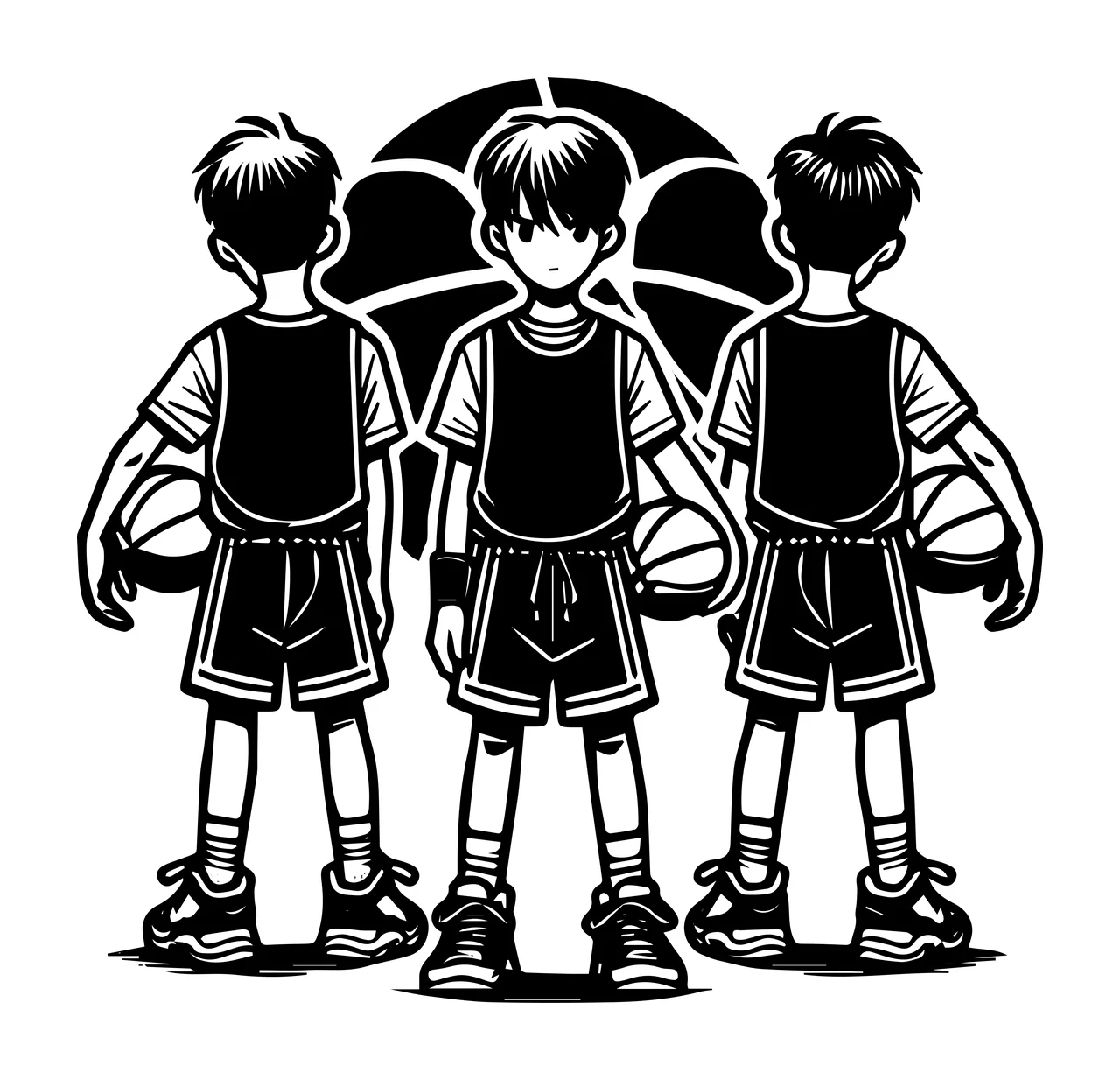 Ball Three Basketball Players Standing Together jersey shorts