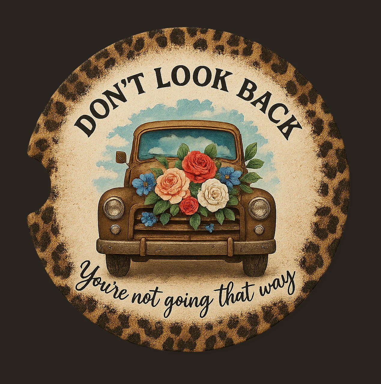 Car Coaster Don Look Back Design Vintage Truck Sublimation contrast preview thumbnail