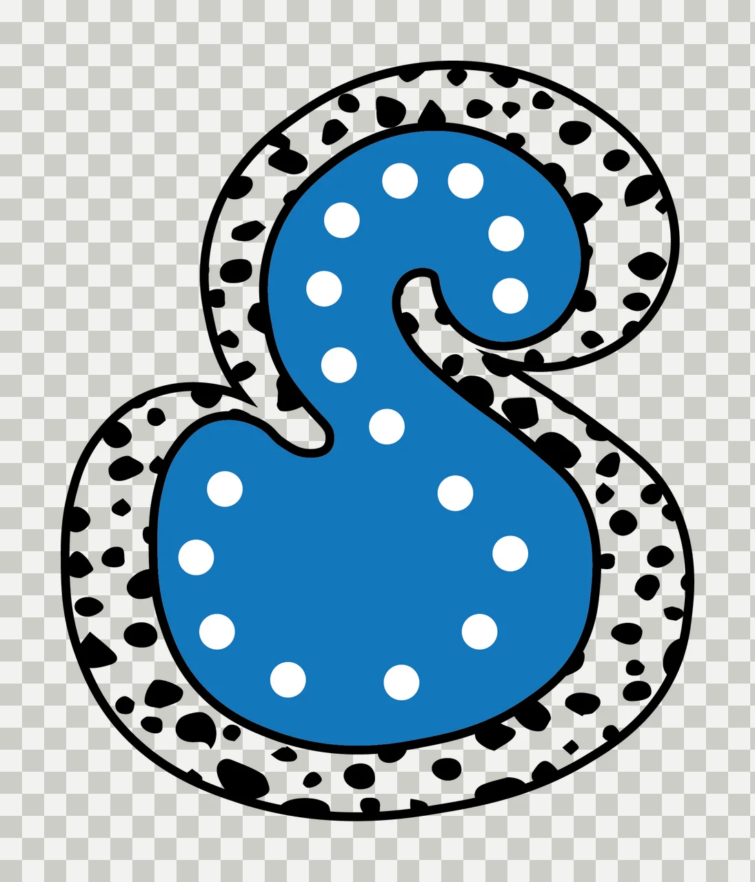 Dalmatian Dots Font Race Doodle Character 33 racing checkered flag transparency and detail preview thumbnail