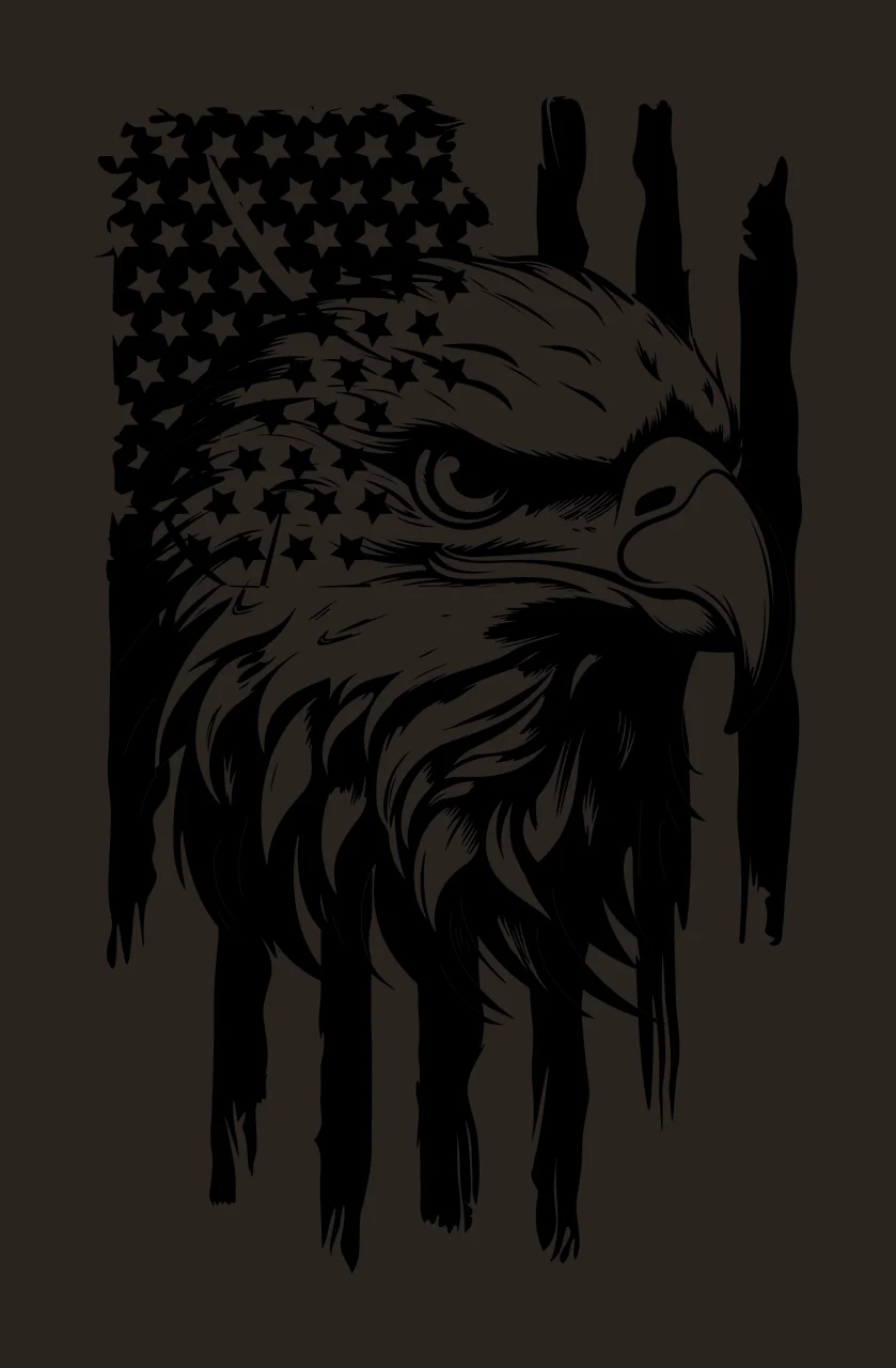 Eagle Flag Head And Stripe Illustration looking star black contrast preview thumbnail