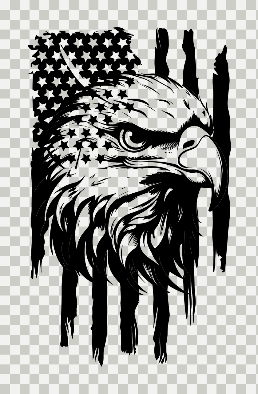 Eagle Flag Head And Stripe Illustration looking star black transparency and detail preview thumbnail