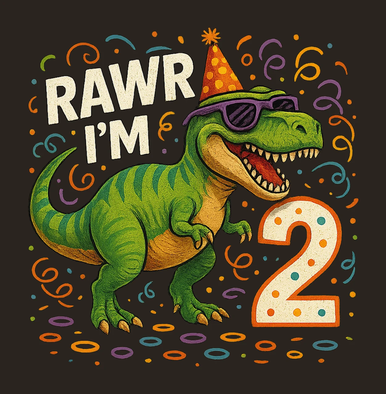 Rawr Im Dinosaur Birthday Boy Design Funny Rex Party Toddler contrast preview thumbnail