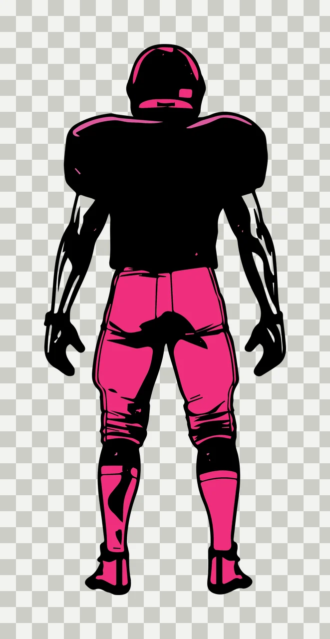 Football American Player Standing Silhouette helmet shoulder pads transparency and detail preview thumbnail