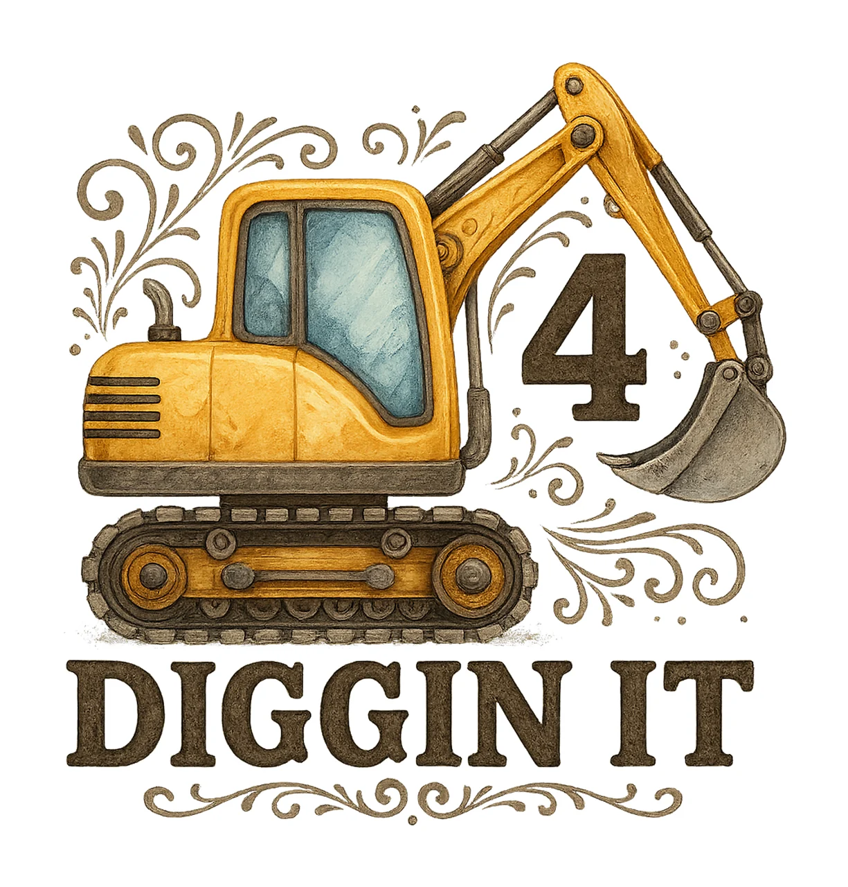 and Diggin It Construction Birthday Theme Sublimation Design
