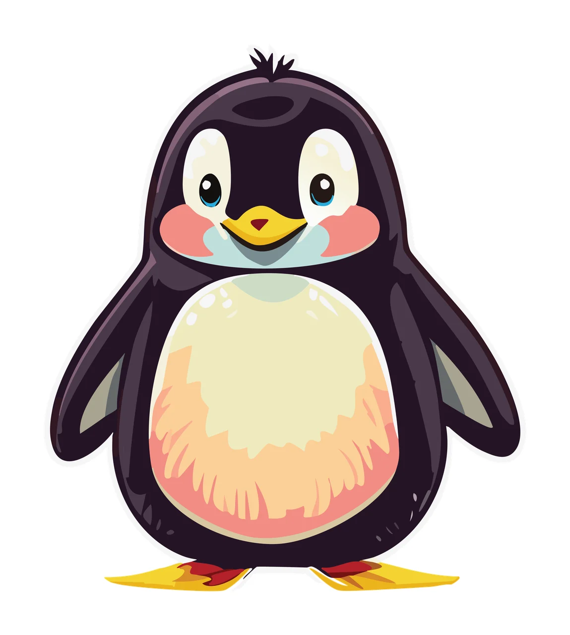 Animal Penguin Character Outline Drawing standing line art silhouette