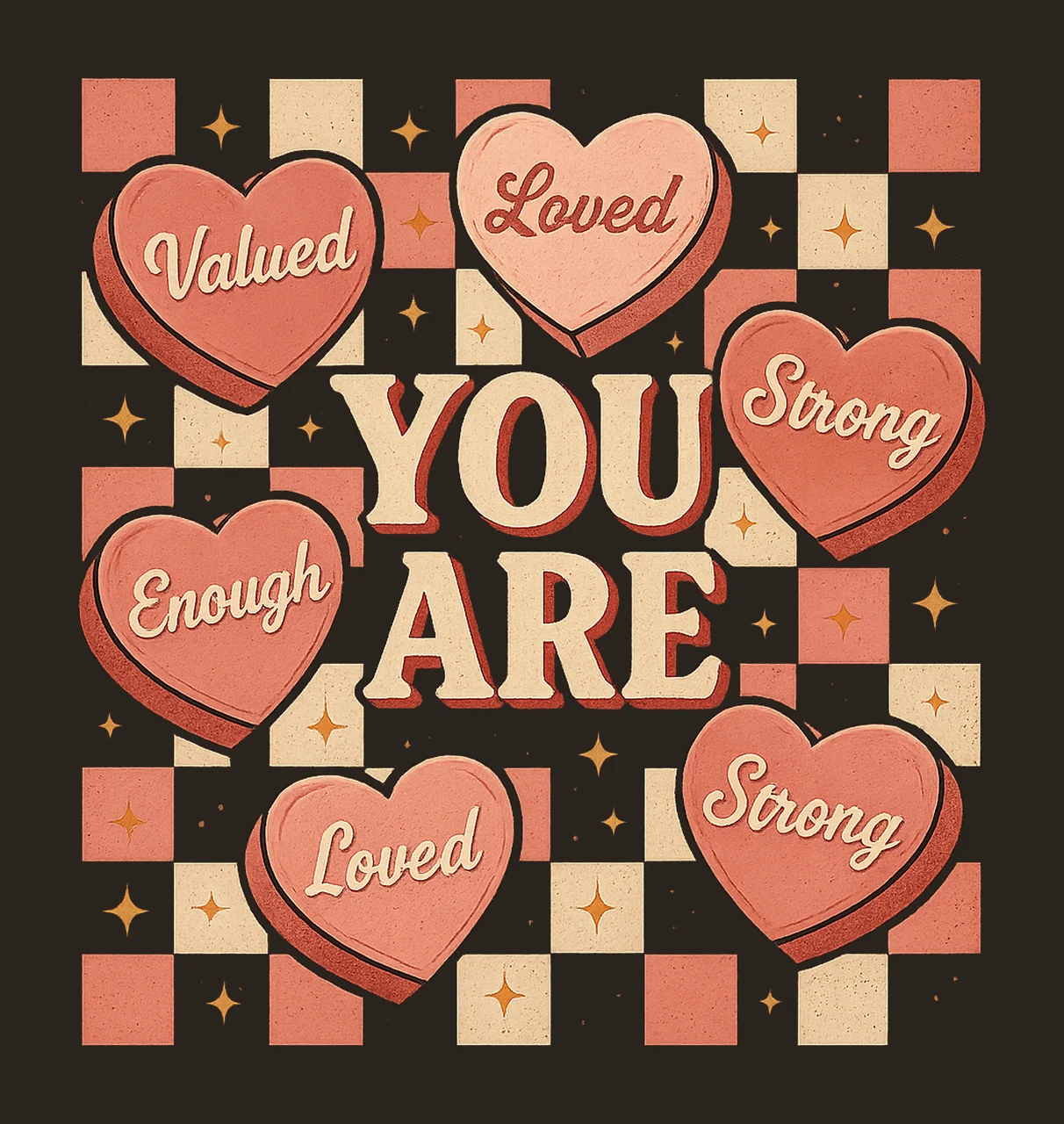 You Are Enough Valentine Retro Sublimation Design Self Love contrast preview thumbnail