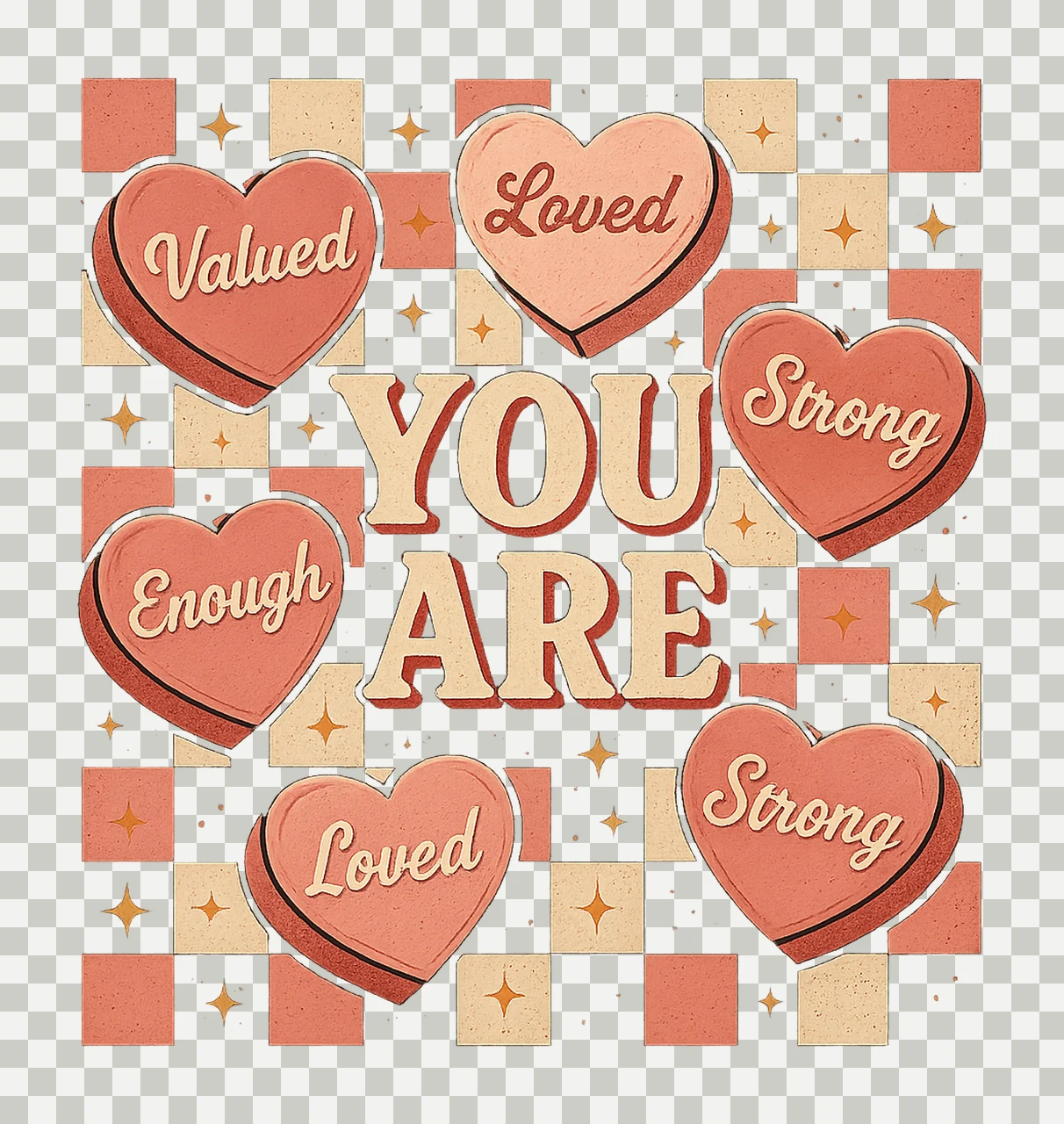 You Are Enough Valentine Retro Sublimation Design Self Love transparency and detail preview thumbnail