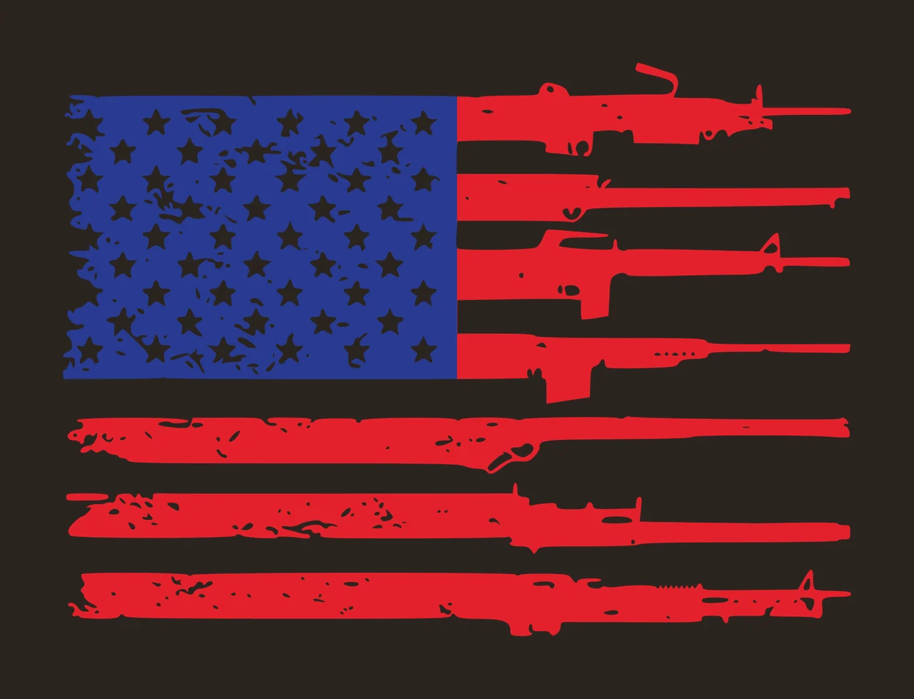 Gun Flag Horizontal Rifle Silhouettes Forming A Distressed rifles contrast preview thumbnail