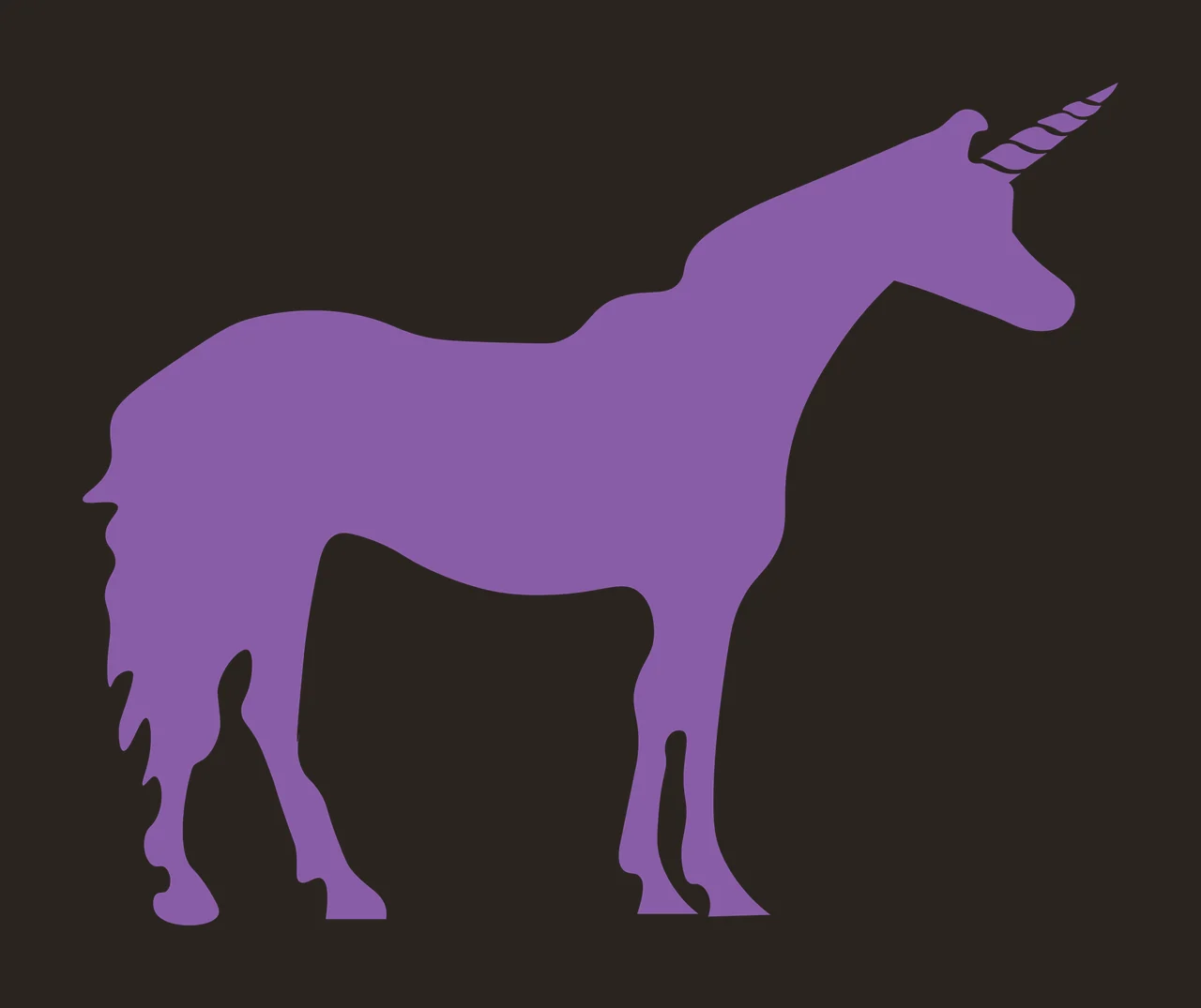 Black Silhouette Of A Standing Horse With Long horn legs tail contrast preview thumbnail