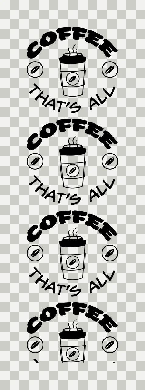 Coffee Repeat Graphic cup steam beans black white repeating transparency and detail preview thumbnail