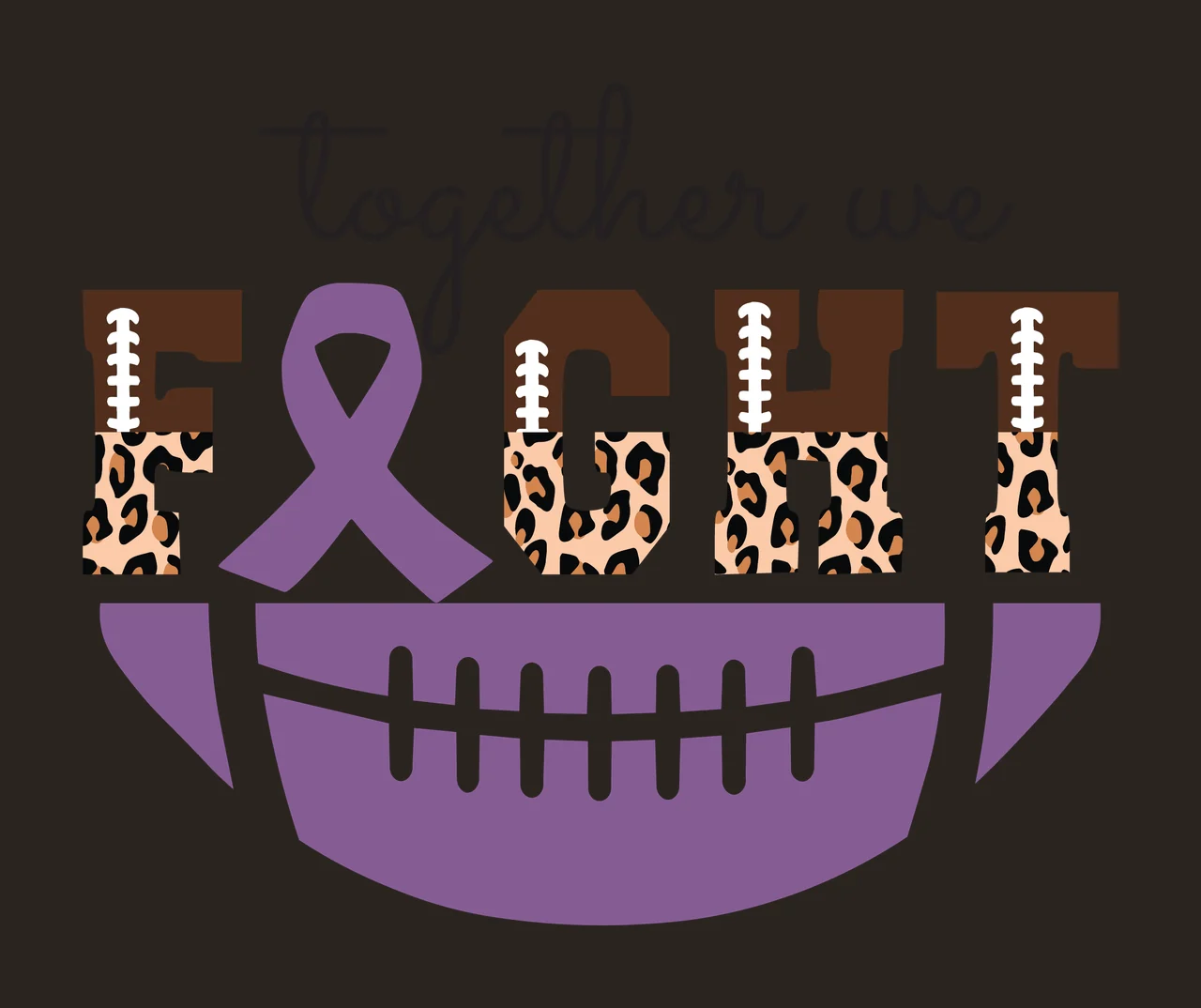 Awareness Together We Fight Football Typography ribbon black contrast preview thumbnail