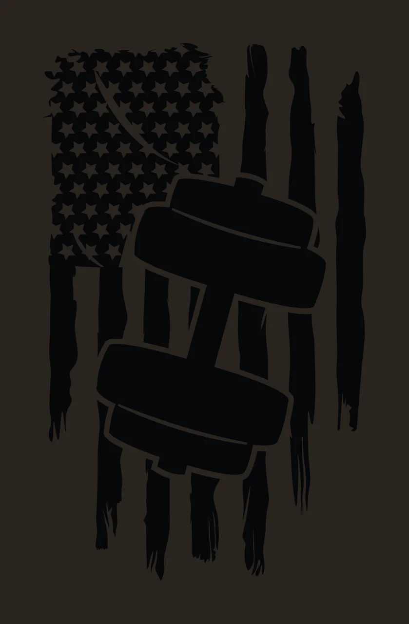 Flag Dumbbell Silhouette Centered Over A Vertical Distressed stars contrast preview thumbnail