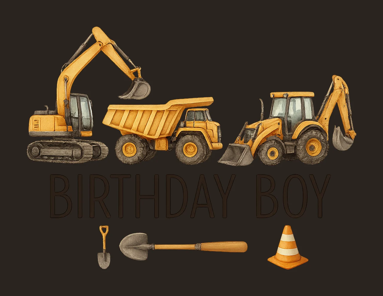 Construction Birthday Sublimation Excavator Truck Design contrast preview thumbnail