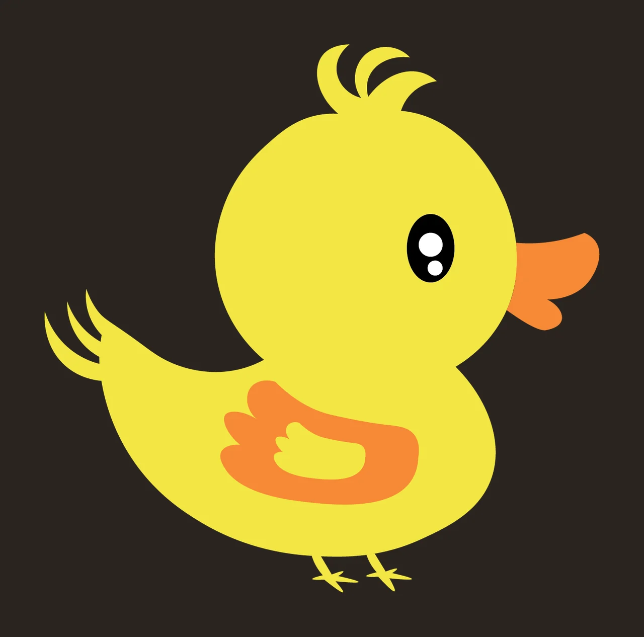 Animal Silhouette Of A Small Duckling With Rounded standing contrast preview thumbnail