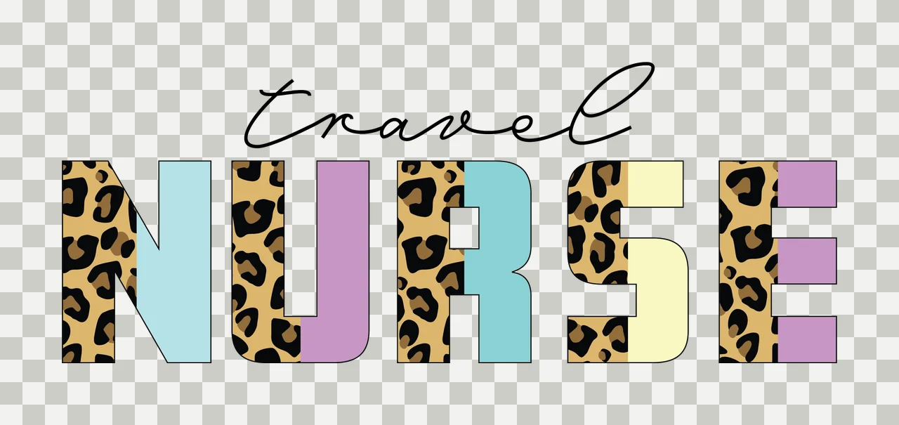 Travel Nurse Text With Animal Print branding typography black transparency and detail preview thumbnail