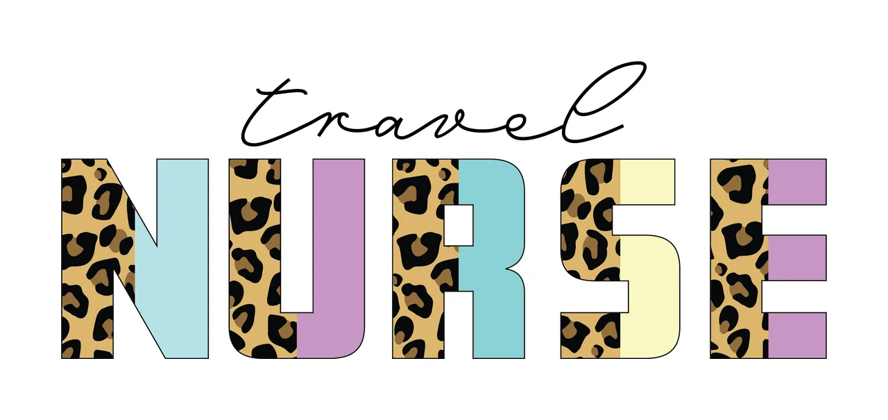 Travel Nurse Text With Animal Print branding typography black