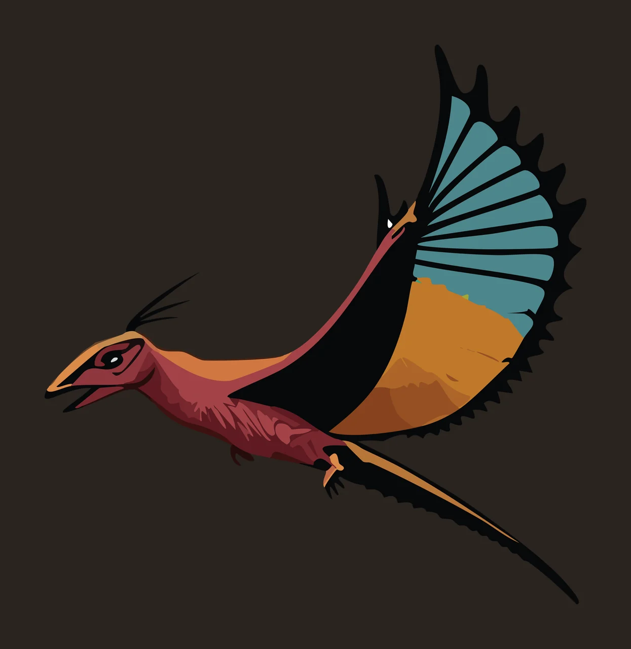 Flying Winged Creature Silhouette wings tail outline black contrast preview thumbnail