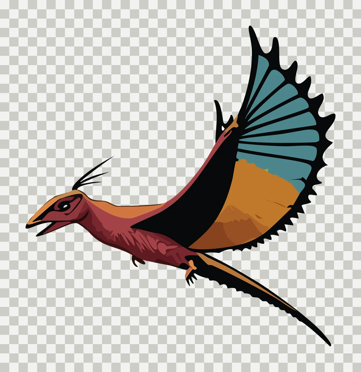 Flying Winged Creature Silhouette wings tail outline black transparency and detail preview thumbnail