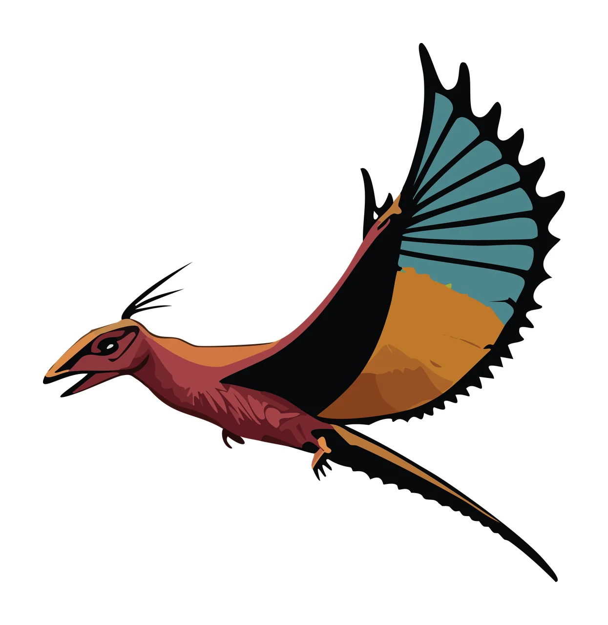 Flying Winged Creature Silhouette wings tail outline black