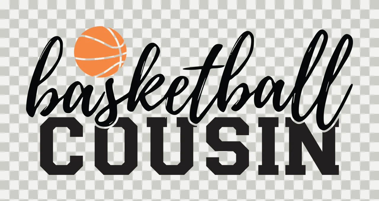 Basketball Cousin Text Graphic With A Small Icon displaying transparency and detail preview thumbnail