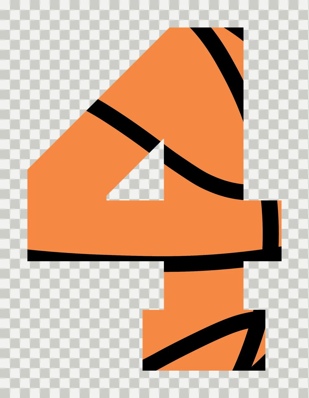 Number 4 Black Four Digit With Subtle Internal white symbol transparency and detail preview thumbnail