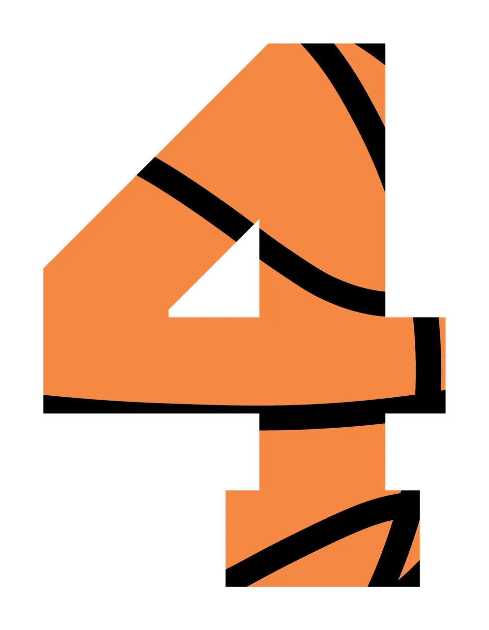 Number 4 Black Four Digit With Subtle Internal white symbol