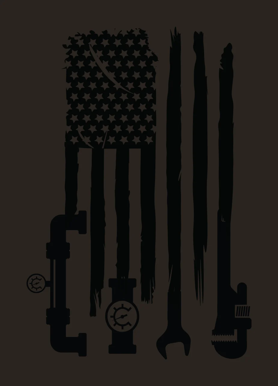 Flag American Plumber Tools Design and plumbing pipes pressure gauges contrast preview thumbnail
