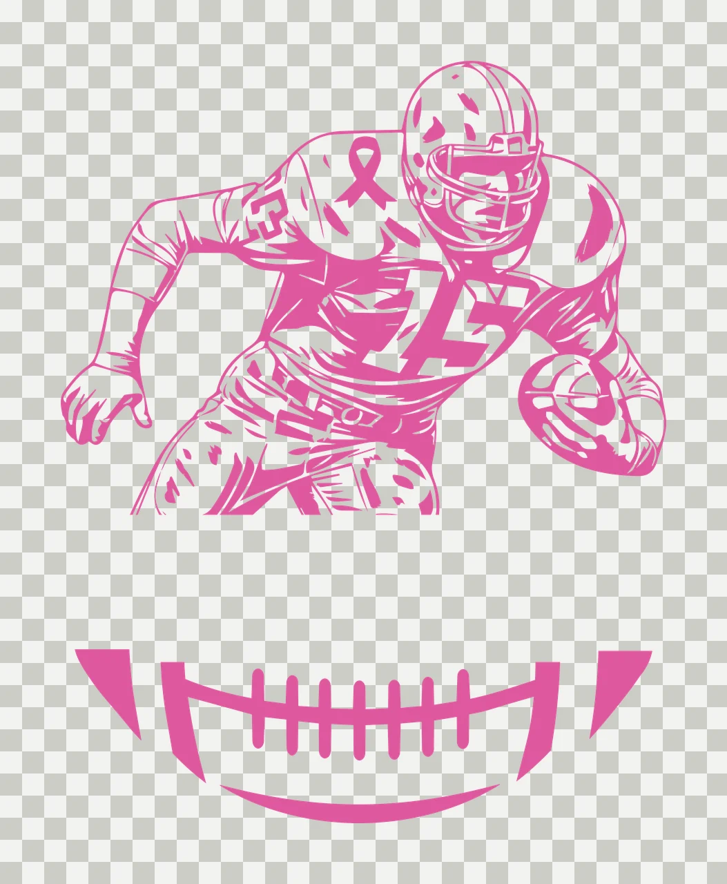 Football 15 Running Player Carrying Graphic helmet ribbon line art transparency and detail preview thumbnail