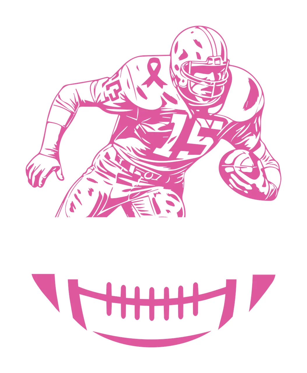 Football 15 Running Player Carrying Graphic helmet ribbon line art
