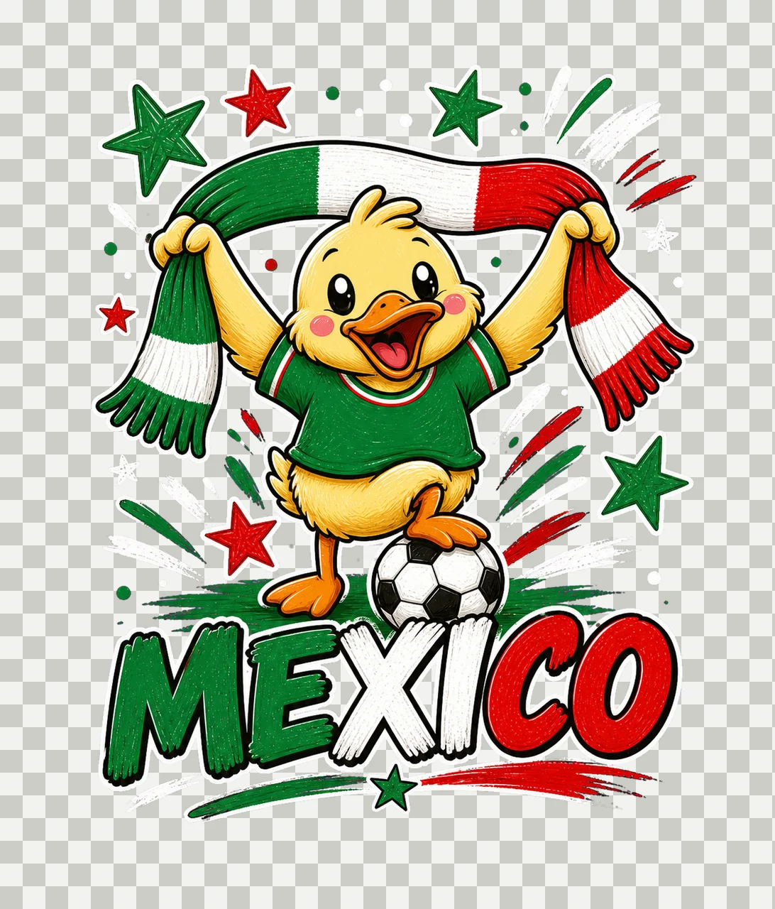 Mexico Soccer Duck Fan sublimation instant shirt Variation A transparency and detail preview thumbnail