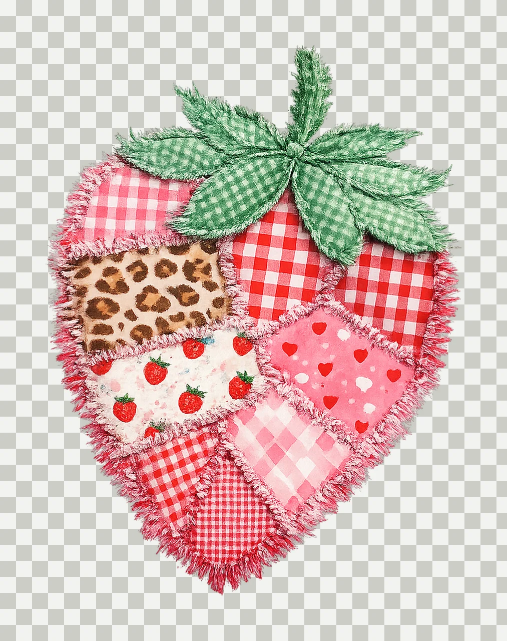Patchwork Strawberry Vintage Quilt Design Retro Variation B transparency and detail preview thumbnail