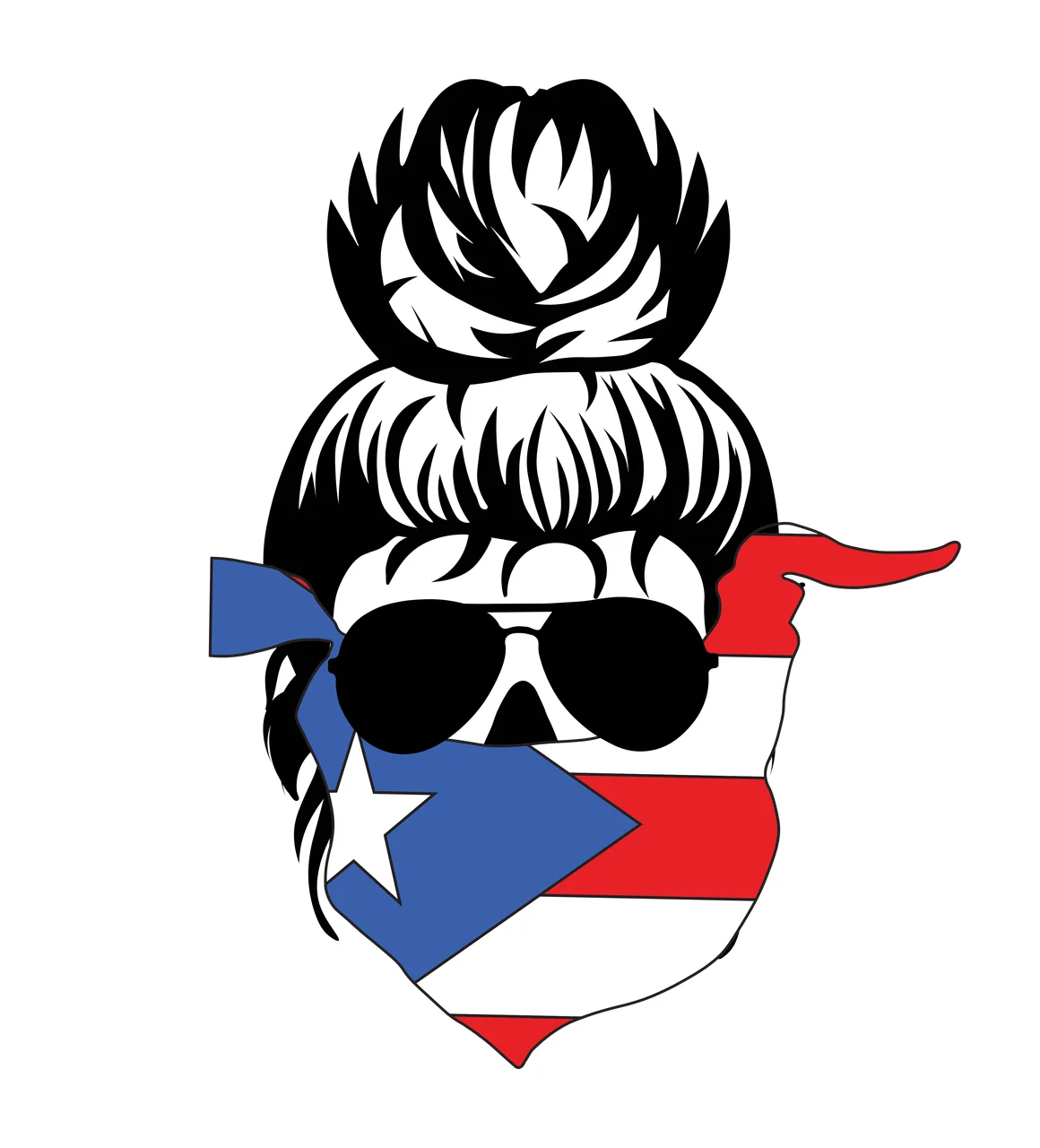 Silhouette Head With Sunglasses And Bandana wearing hair beard