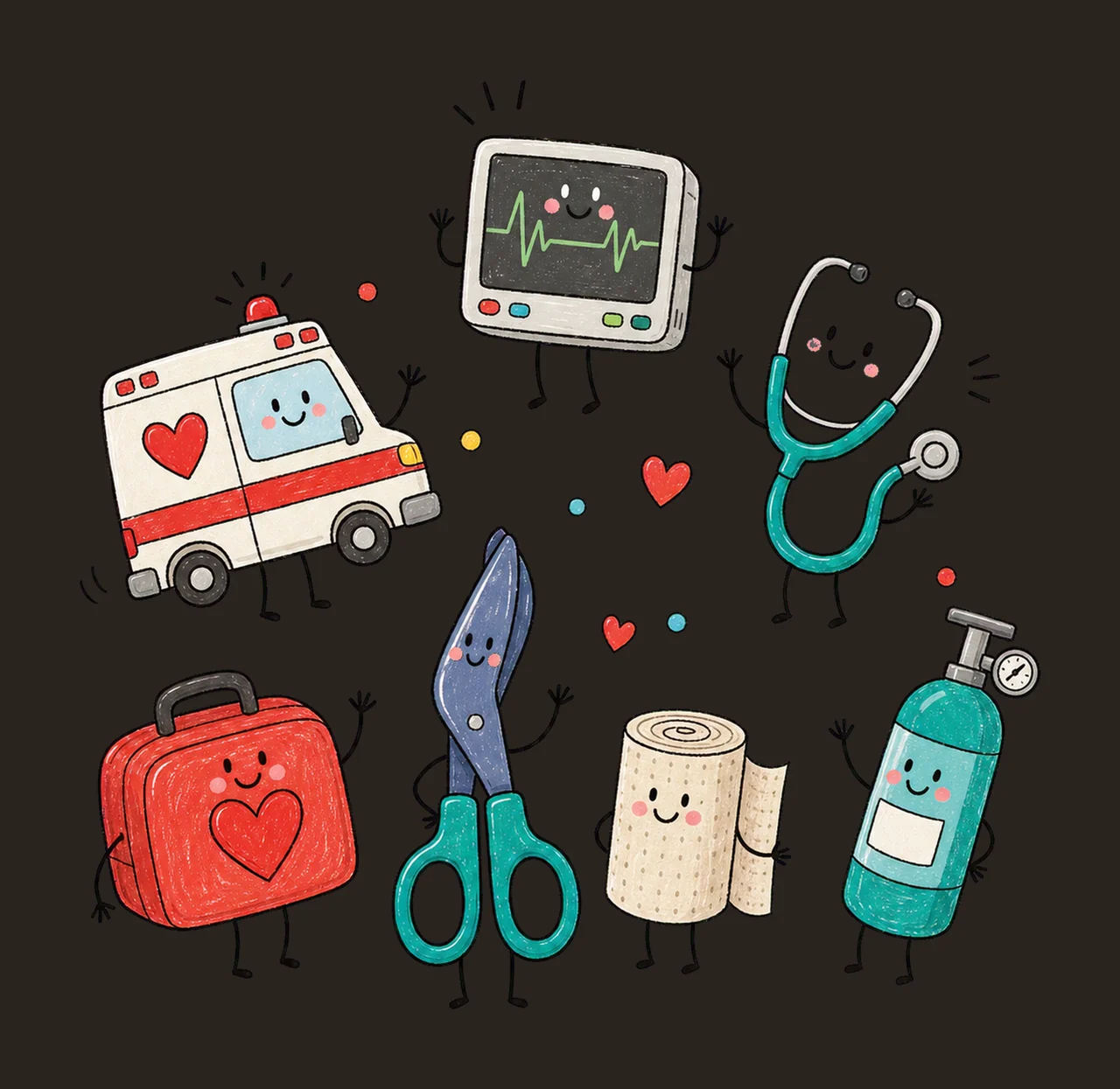 EMT Doodle Character Emergency Medical Variation D contrast preview thumbnail