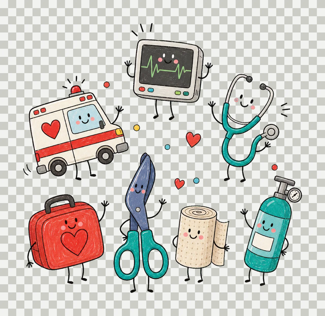 EMT Doodle Character Emergency Medical Variation D transparency and detail preview thumbnail