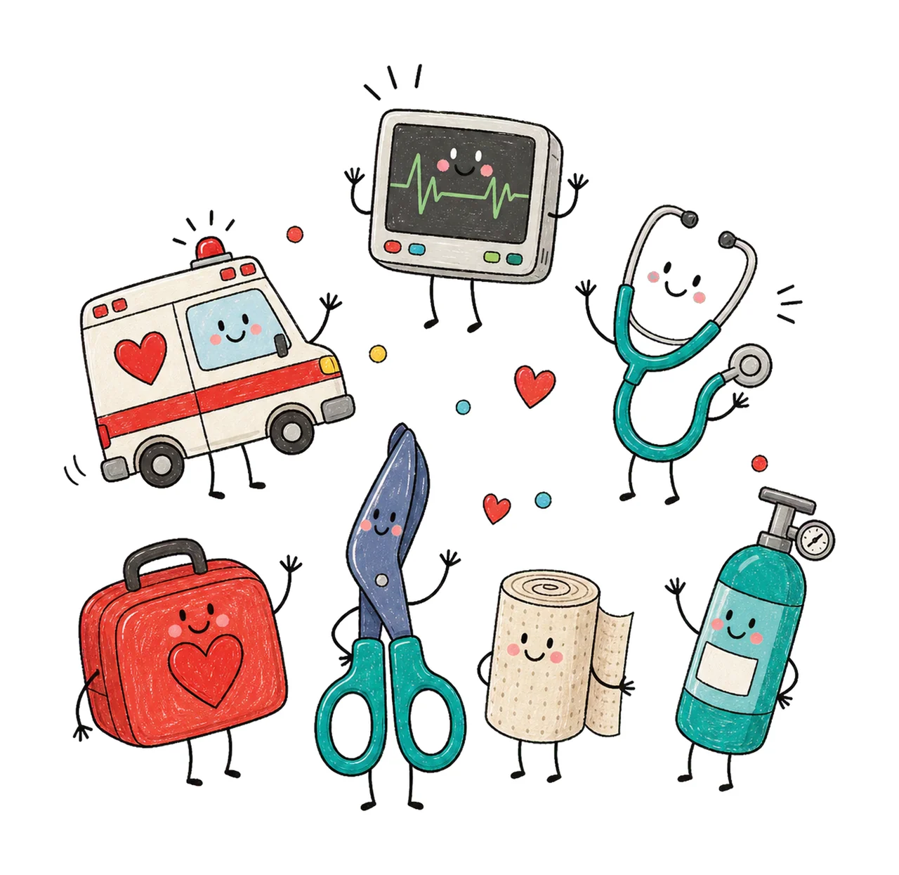 EMT Doodle Character Emergency Medical Variation D