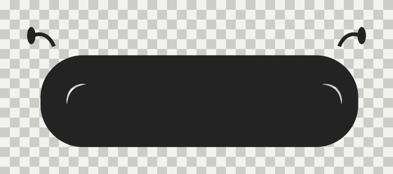 Black rounded rectangle with internal and external curved elements Illustration with two small black curved lines above and two white crescents inside transparency and detail preview thumbnail
