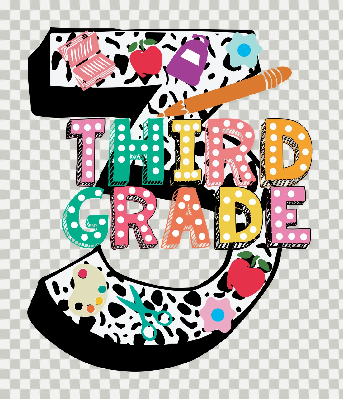 3Rd Grade Text With Pencil Graphic number written 3 sketch transparency and detail preview thumbnail