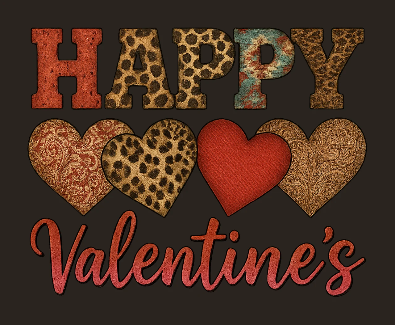 Western Style Happy Valentines Sublimation Design Hearts contrast preview thumbnail