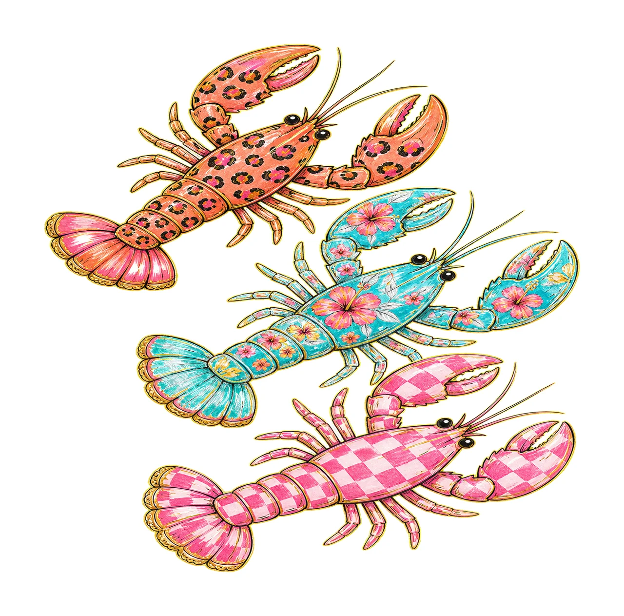 Preppy Lobster Beach Summer Vacation Shirt Variation B