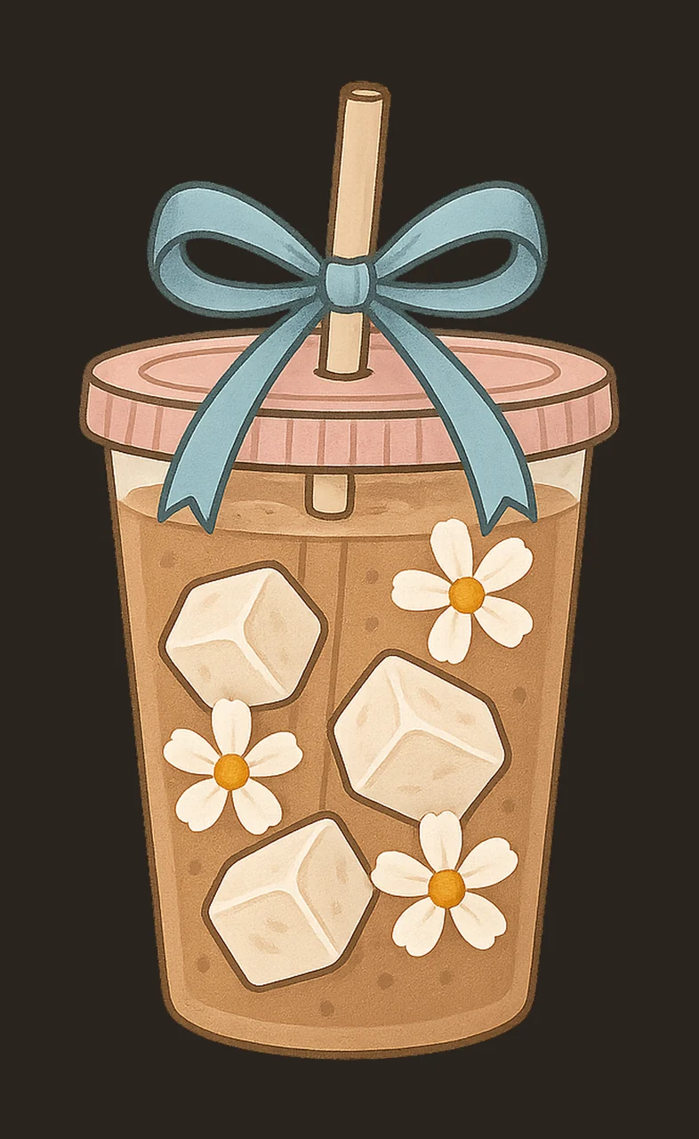 Daisy Coffee and Bow Artwork Iced Coffee Art Trendy Coffee contrast preview thumbnail