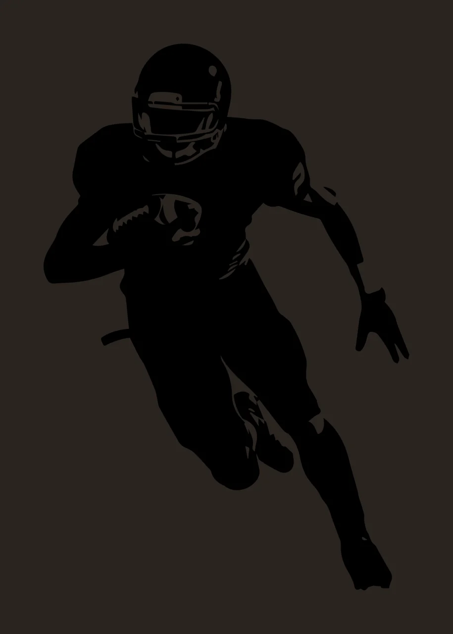 Player Silhouette Of A Running With An Oval ball helmet high contrast contrast preview thumbnail