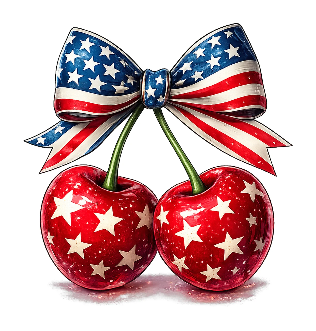 4th of July Cherry American Bow Design Coquette Style