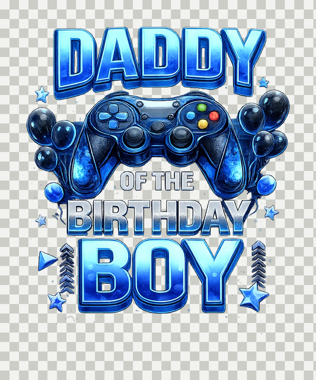 Dad of the Birthday Boy Gamer Funny Game Birthday Design transparency and detail preview thumbnail