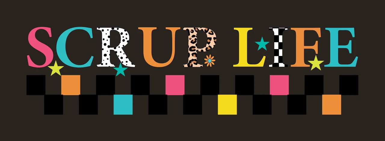 Scrup Life Text With Checkerboard Pattern Display stars black contrast preview thumbnail